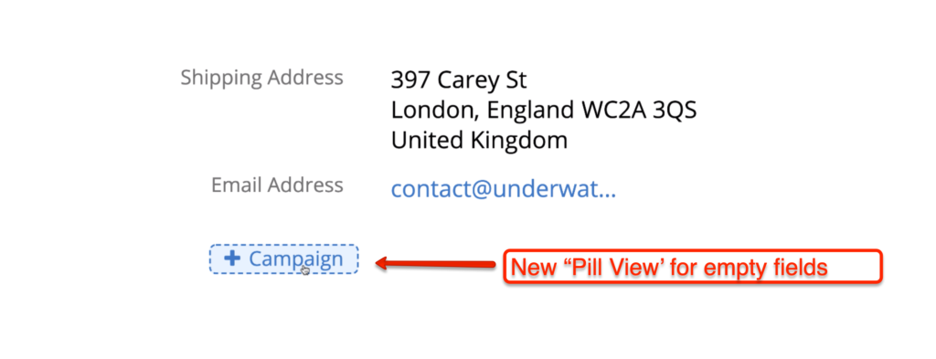 Sugar CRM - New Pill View for Empty Field Values