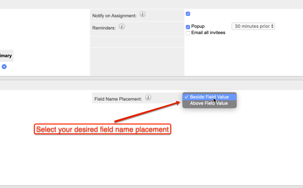 SugarCMR User Interface - Side by side Field Name Placement Step 3