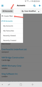 SugarCRM Mobile 24.0 - List View Filter