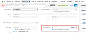 SugarCRM Service Duration Opportunity